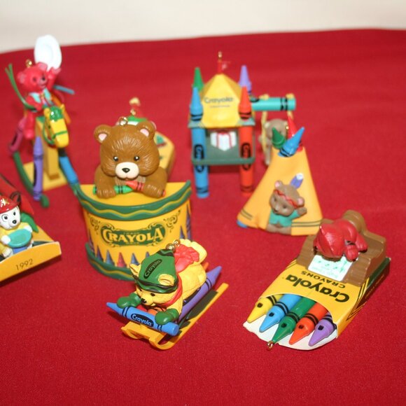 Set of 8 Crayola Crayon 1990's Holiday Ornaments by Hallmark B-233 - Picture 2 of 5